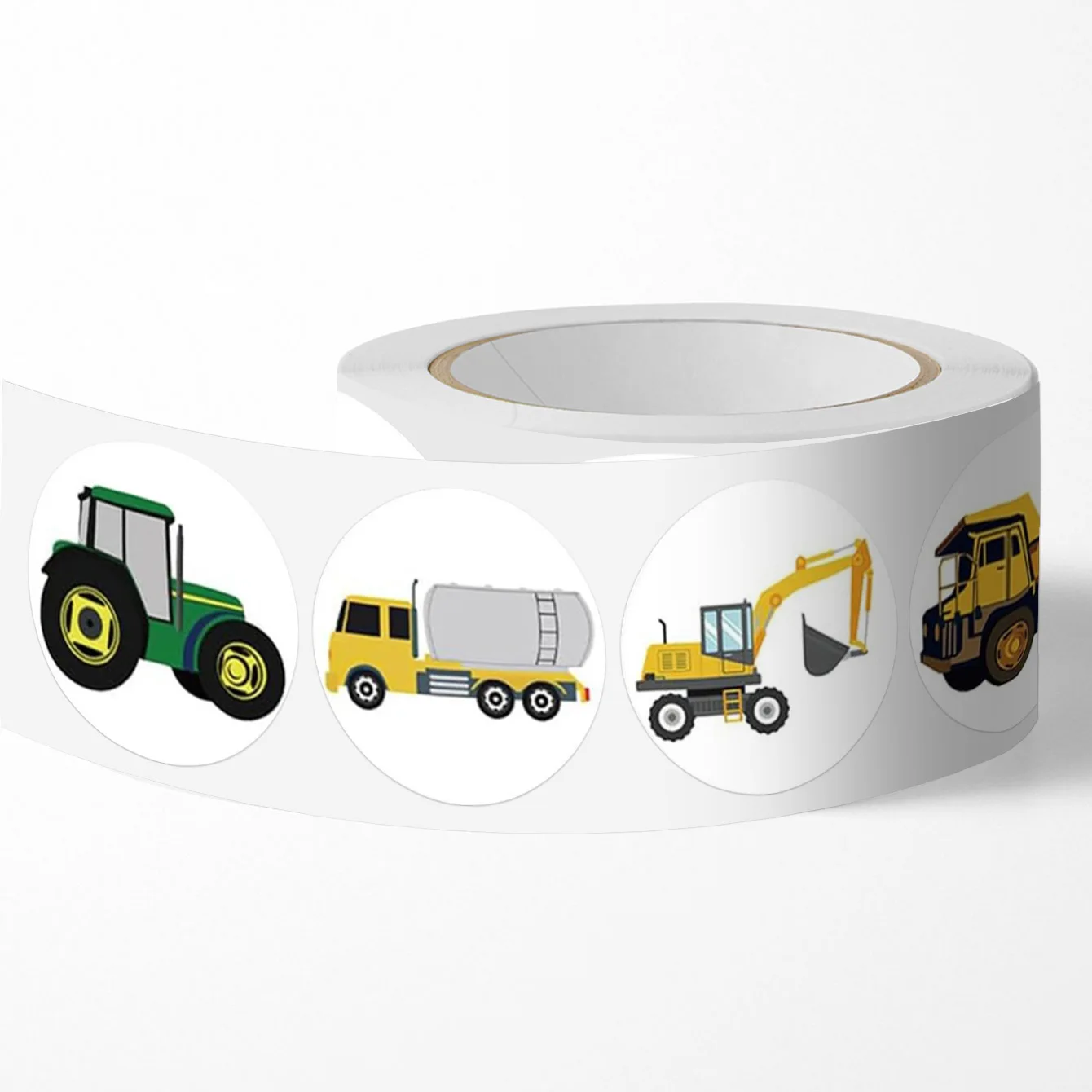 500Pcs Construction Vehicle Roll Stickers Excavator Dump Truck Tractor Self Adhesive Labels for Gift Packaging Scrapbook Decor