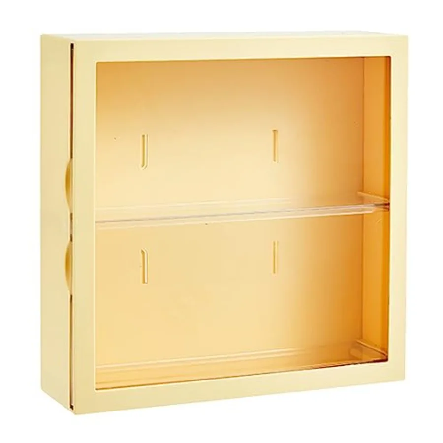 

Wall Mounted Clear Display Case, 24.5x24.5x8cm Dust Proof Blind Box Collectibles Figure Showcase 2 Tier Cabinet Storage Organiz