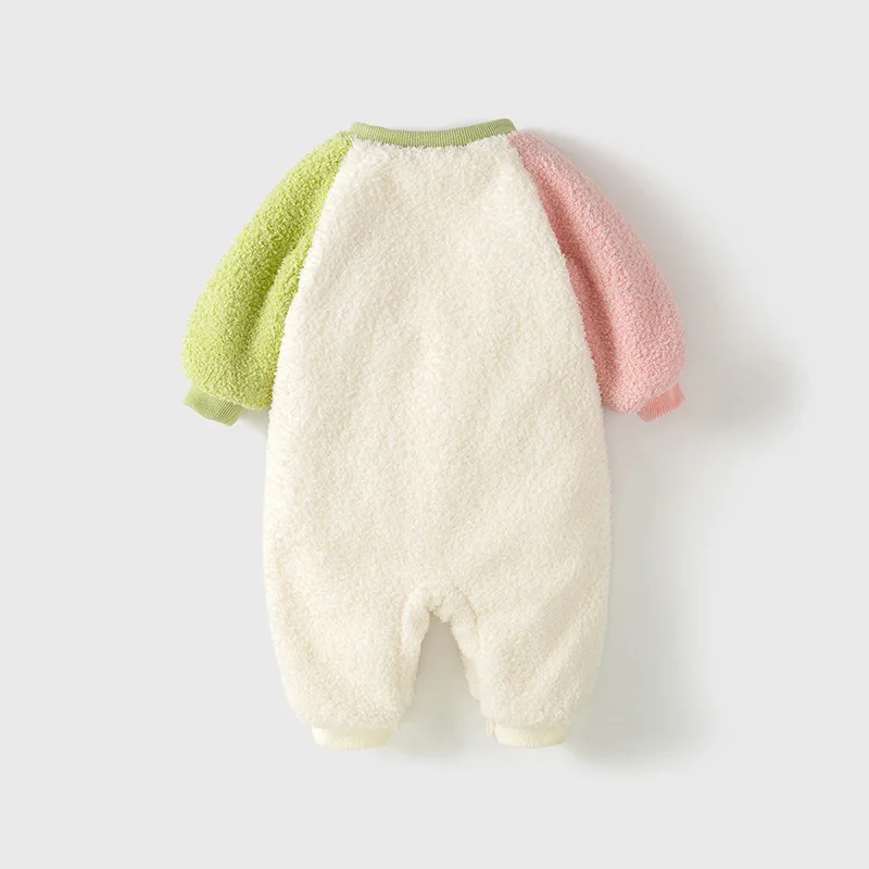 Baby Clothes Autumn and Winter Thickened fleece-lined Outfit Cute Rabbit Plush Climbing Clothes Baby Girl Jumpsuit Winter