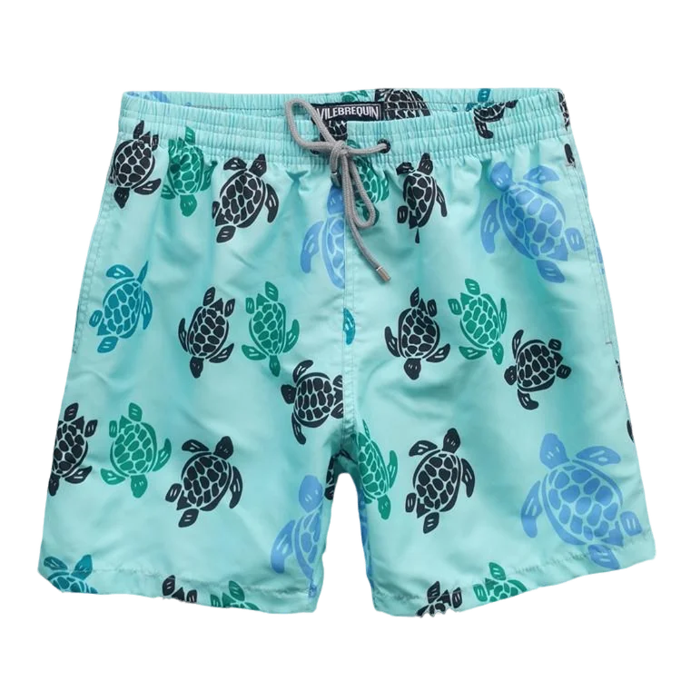 Beach pants, fashionable three color turtles, full pattern printed swimming pants, waterproof and quick drying, seaside vacation