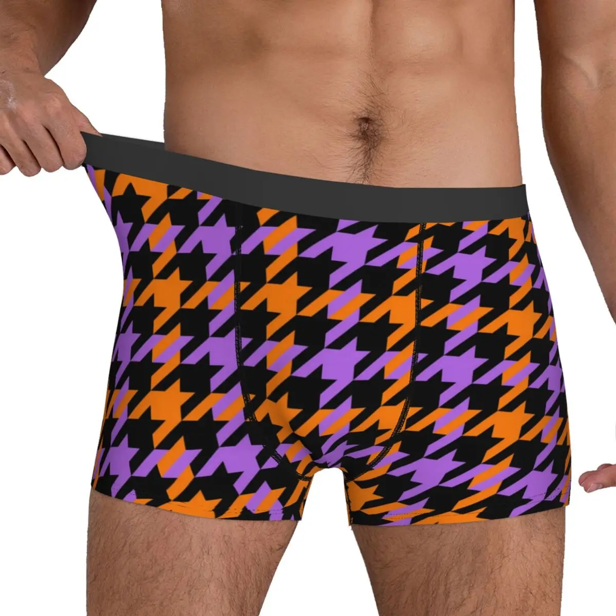 Houndstooth Check Underwear Classic Dog Tooth Men Boxer Brief Plain Boxer Shorts Trenky Sublimation Plus Size Panties