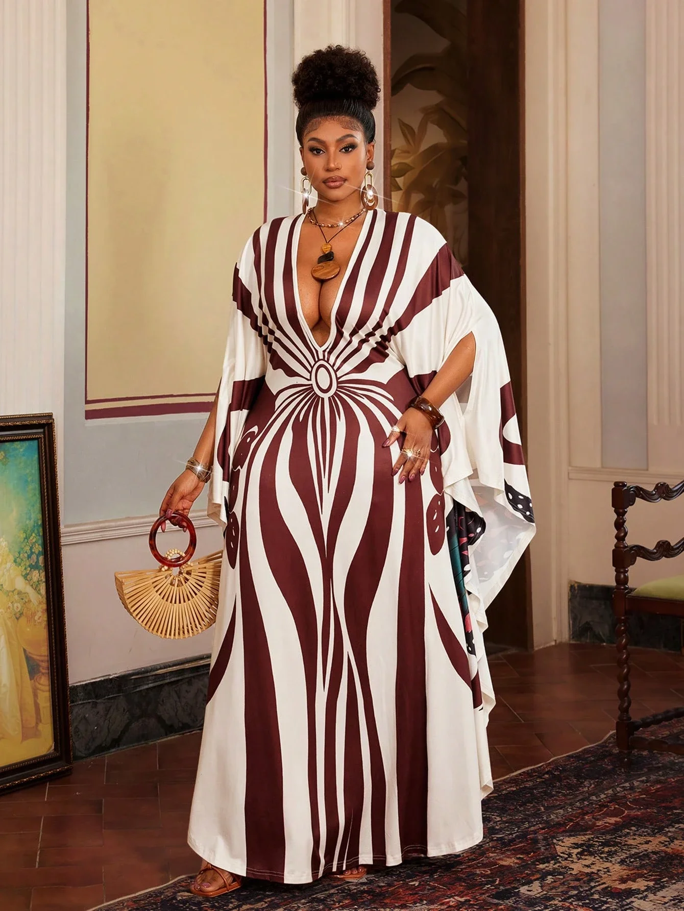 

Elegant Plus Size Maxi Dress With Vintage Cinched Waist And Greek Goddess Silhouette