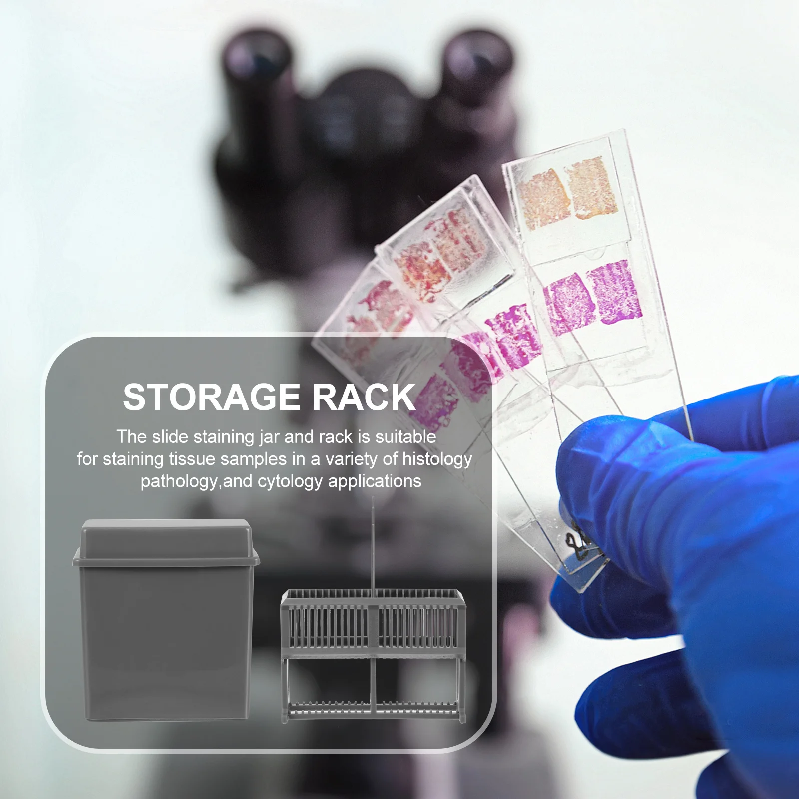 

1Set Slides Storage Rack for Laboratory Plastic Microscope Slides Staining Jar and Rack Drying Holder Research Teaching Use