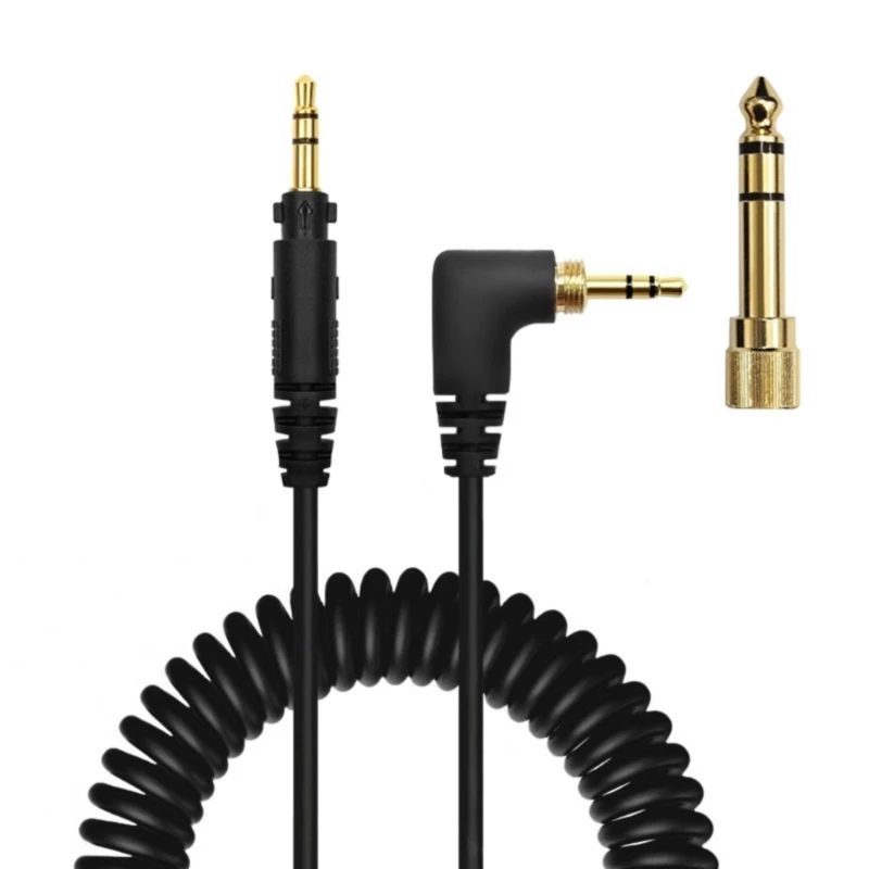 

SZ Spring Coiled Headphone Cable Cord with 3.5mm and 6.35mm Connectors Feature For EAH-DJ1200 Headphone Black