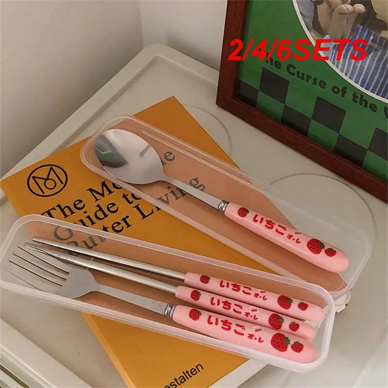 2/4/6SETS Knife Fork Spoon Odorless Stainless Steel Gift For Relatives Family Friends Tableware Durable New Camping Travel Set