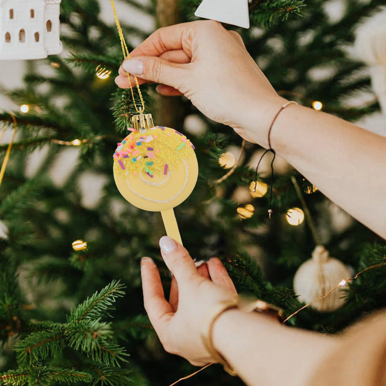 4 個のクリスマスロリポップオーナメント鮮やかなキャンディデコレーションホリデーハンギングオーナメントお祝いパーティーツリーペンダントキャンディデコレーション