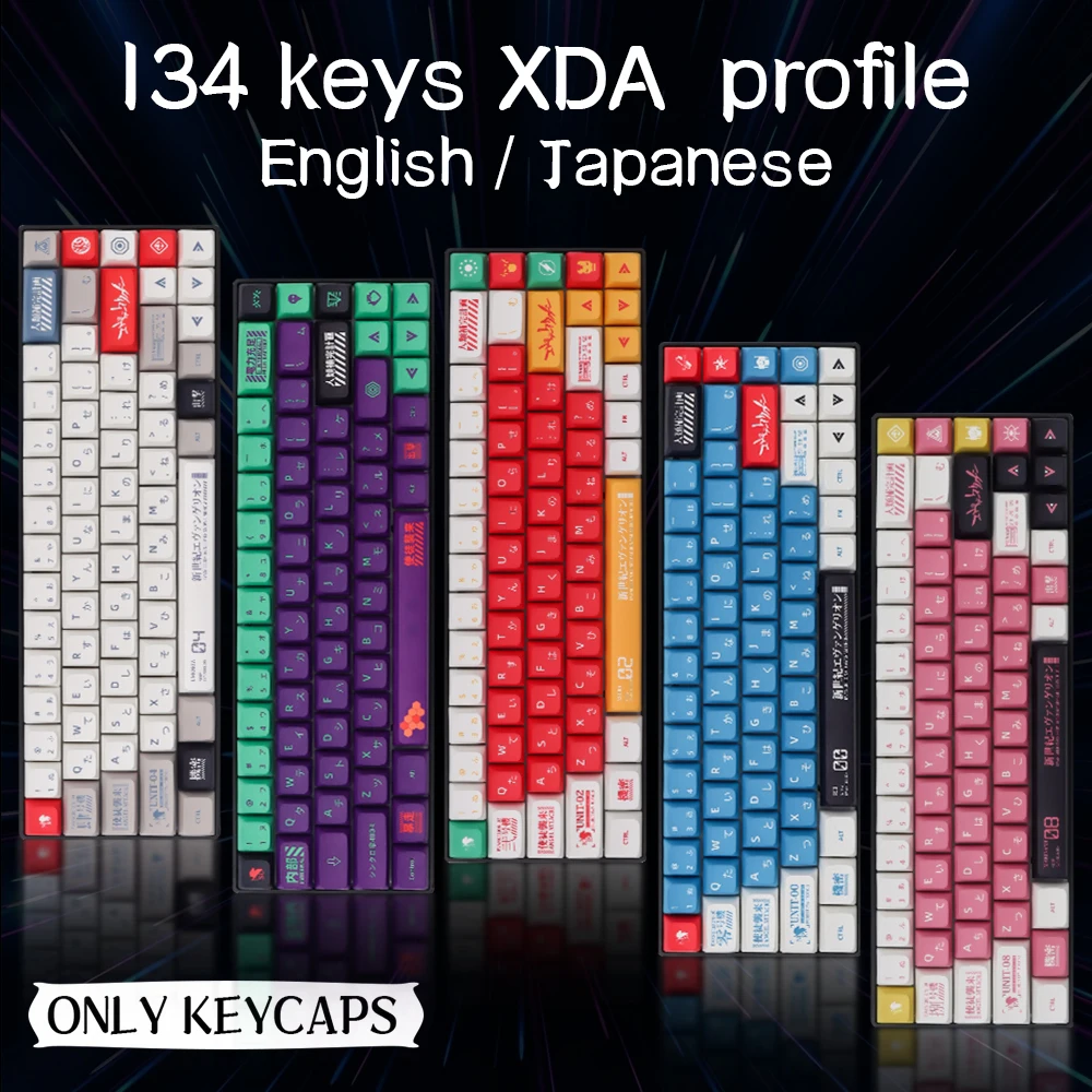 Eva 테마 일본 애니메이션 맞춤형 키 캡 XDA 프로파일 PBT 염료 승화 KeyCap For GMK MX 스위치 기계식 키보드