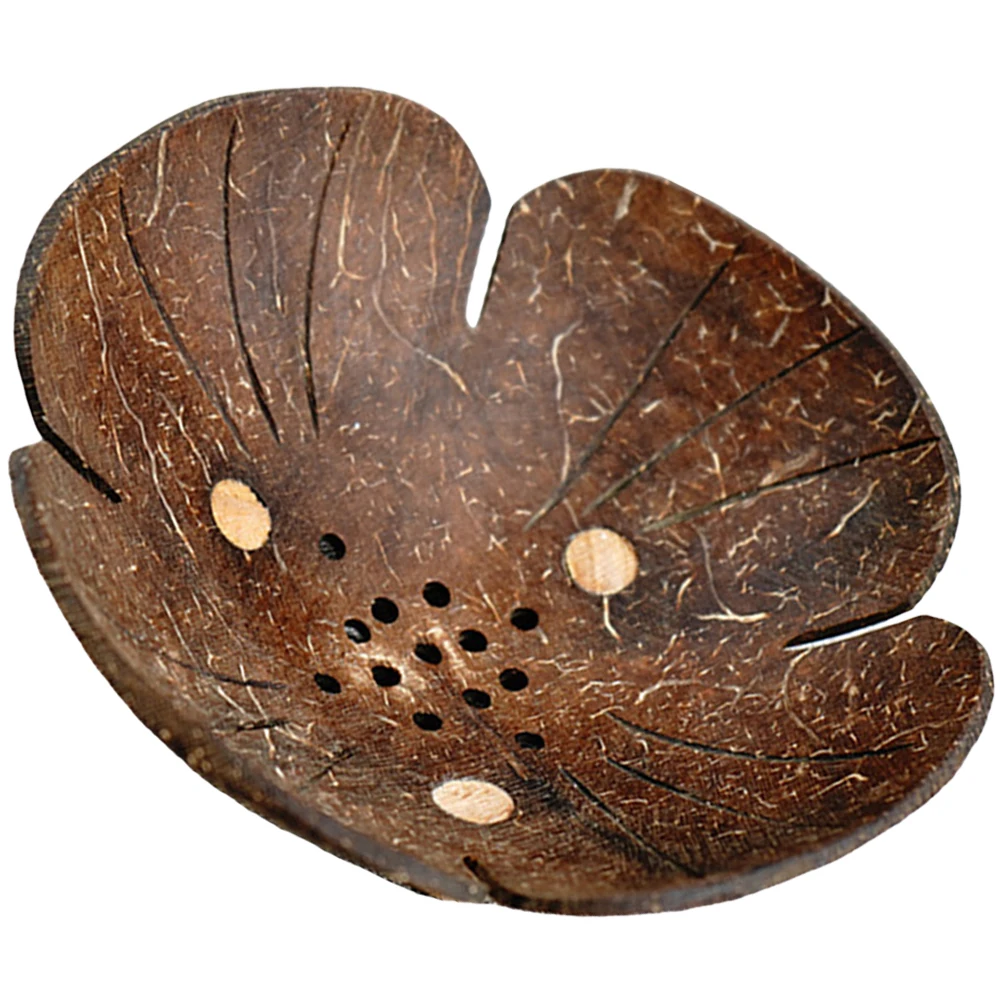 

Creative Coconut Shell Dish With Drain Spout Self-Draining Box For Bathroom Countertop Non-Metal Storage Tray