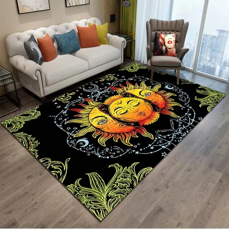 Sun and Moon Witch Gothic Rugs Boho Style Carpet for Bedroom Floor Mat Home Living Room Kitchen Decor Mats Bathroom Door Mat