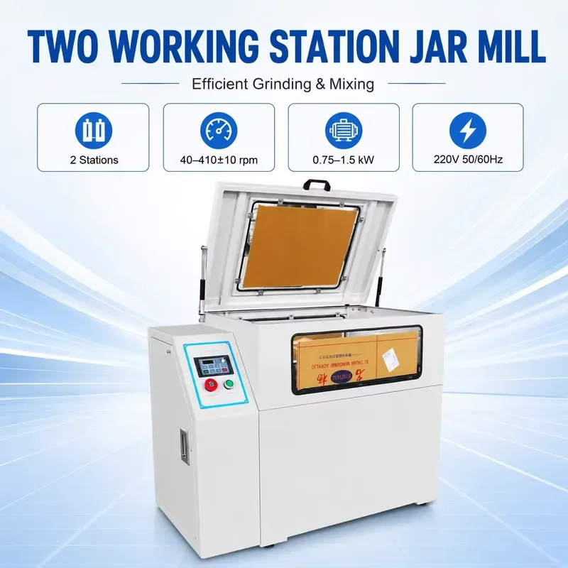 i TENCAN GQM 2-Station Jar Mill Multi-Sample Variable Speed Laboratory Powder Grinding Mixing Machine