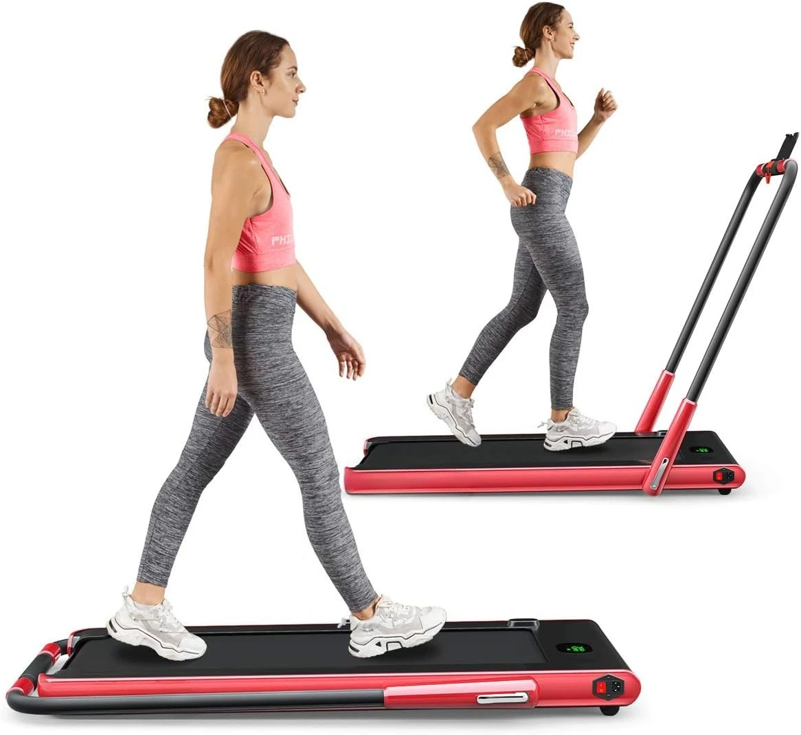 2-In-1 Installation-Free Foldable Under-Desk Treadmill, 2.25HP Motor, APP & Remote Dual Control, Built-In Bluetooth Speaker & LED Display for Home Walking