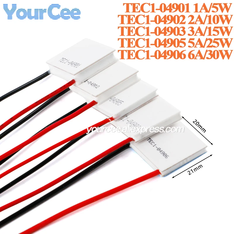 5 pces/1pc TEC1-04901 04902 04903 04905 04906 5v refrigerador semicondutor refrigerador termoelétrico peltier diy 1a 2a 3a 5a 6a