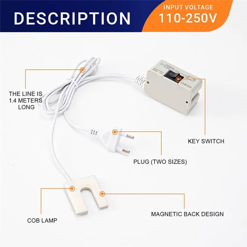ABNL Sewing Machine U Shape Light Industrial Lighting Lamp Magnetic Working Light For Drill Presses Workbench US Plug