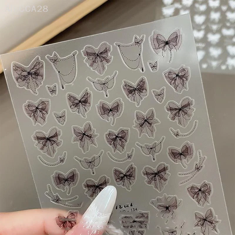 Pegatina para uñas con forma de lazo de encaje, calcomanía en relieve estereoscópico, adhesivo para mejorar el salón de manicura, entusiastas de la manicura DIY