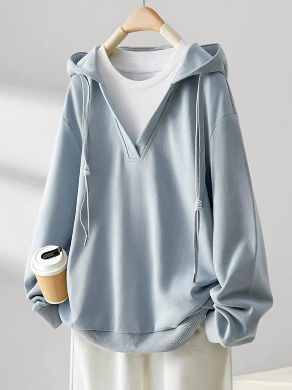 

plus Size Hoodie Women's Loose Fit Medium Length Thin Style Conceal Meat Top Spring Autumn Long Sleeve Korean Style Commute