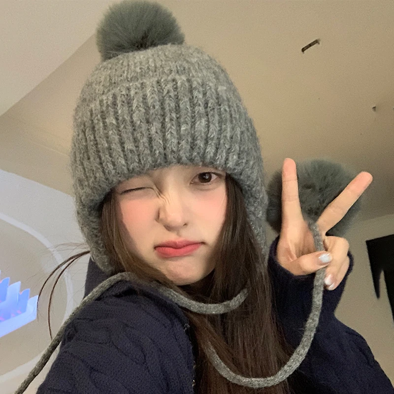 

Women's Knitted Hat Autumn And Winter Fashion Warm Earmuffs Korean Style Hat