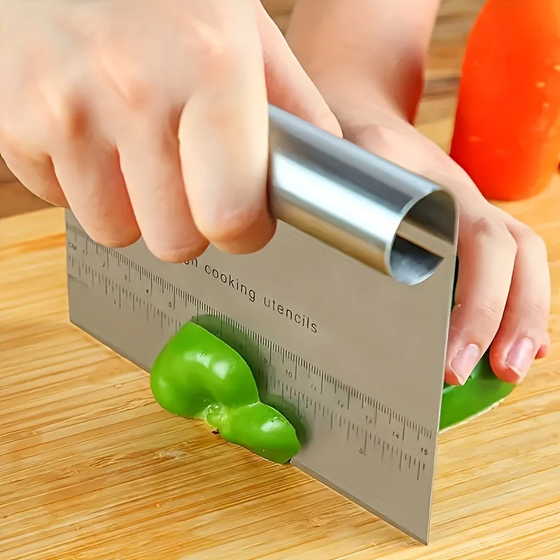 Cortador de masa de acero inoxidable, herramienta para hornear en la cocina con báscula, divisor de masa, utensilio raspador para amasar