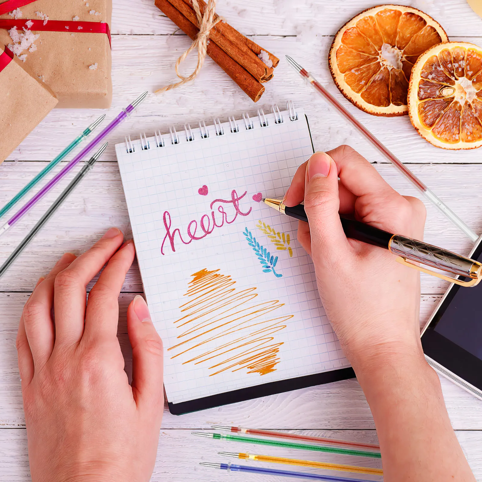 50 Pcs Glitter Refill Refills For Pens Ballpoint Replaceable Core Color Plastic Office