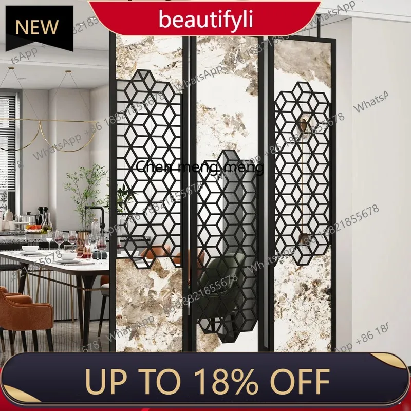 

P178 Light luxury high-end new Chinese metal screen art living room entry block creative entrance partition