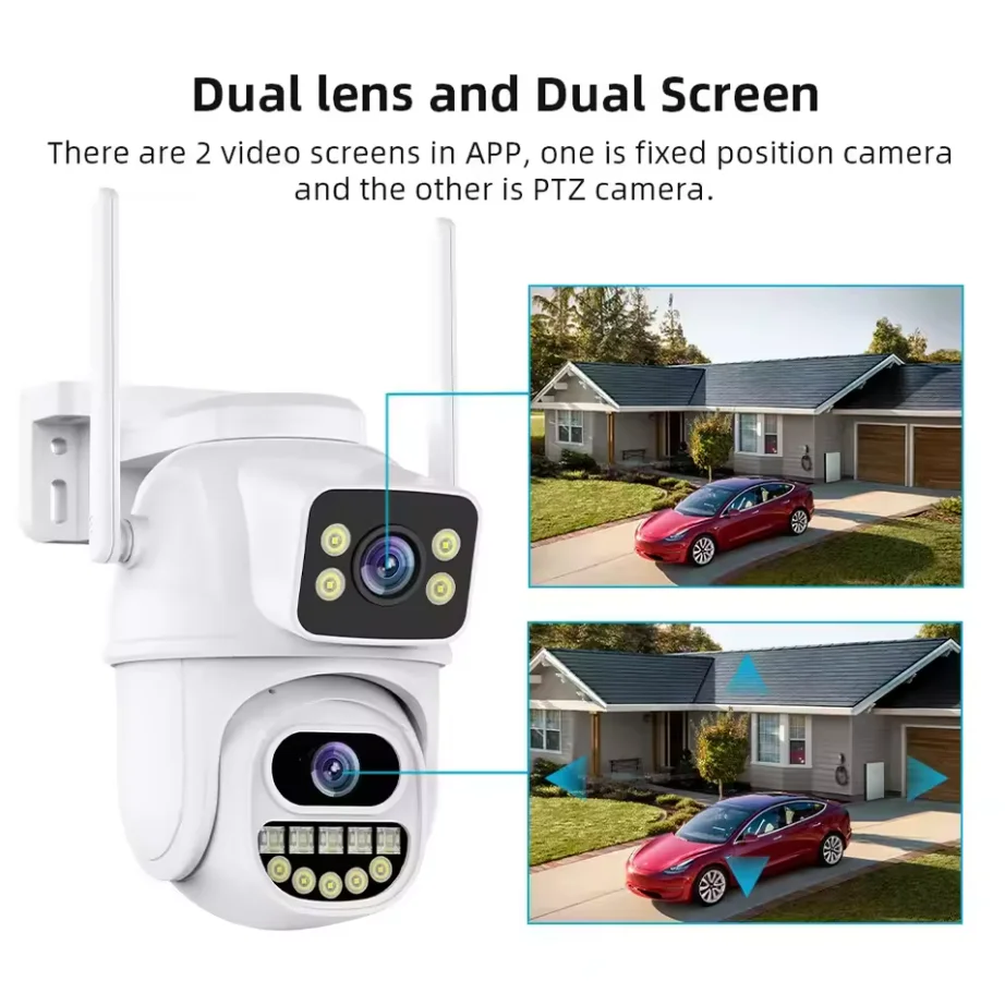 4K 8MP WiFi Surveillance Camera,AI Human Detect, Dual Lens, 4X Digital Zoom, Outdoor Security PTZ IP Cameras