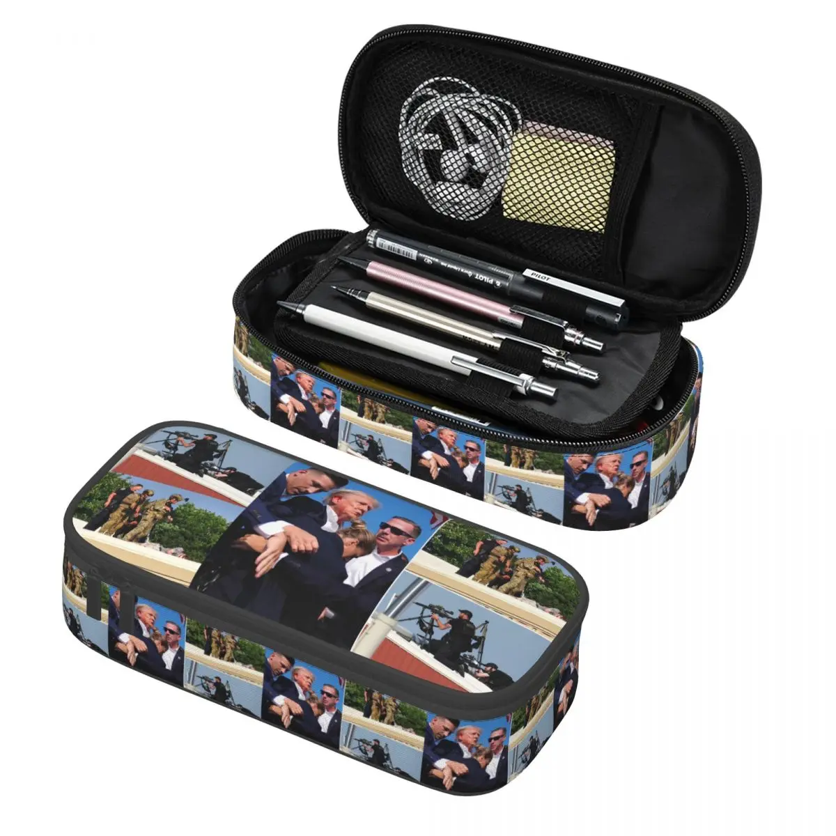 

Индивидуальные чехлы для карандашей с изображением Трампа для девочек и мальчиков, большая емкость, футляр для ручек