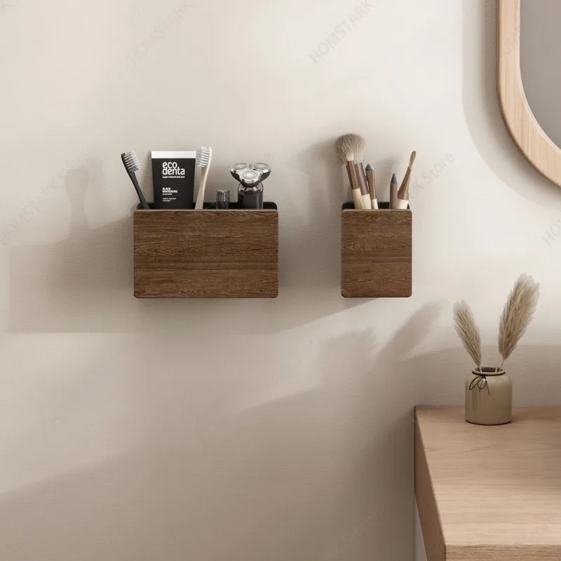 No-Drill Wall Mount Bathroom Organizer, Holder for Comb, Toothpaste & Makeup Brushes, Washroom Cosmetic Brush Storage Tube