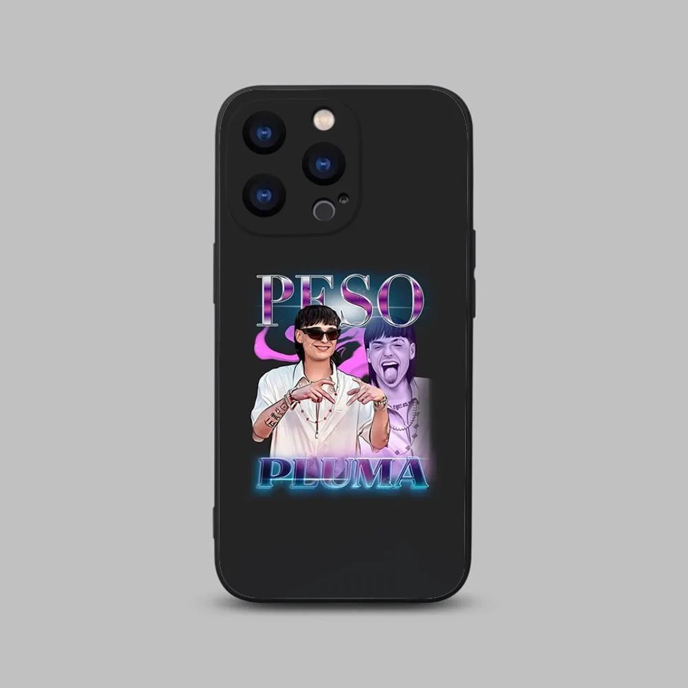 Rapper Peso Pluma Phone Case For iPhone 15,14,13,12,11 Plus,Pro,Max,XR,XS,X,7,8 Plus,SE,Mini Black Silicone Soft