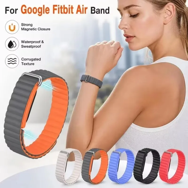 New Magnetic Loop Watch Strap for Fitbit Air Sport Silicone High Quality Zinc Alloy Buckle Bracelet For Google Smar Watch Bands
