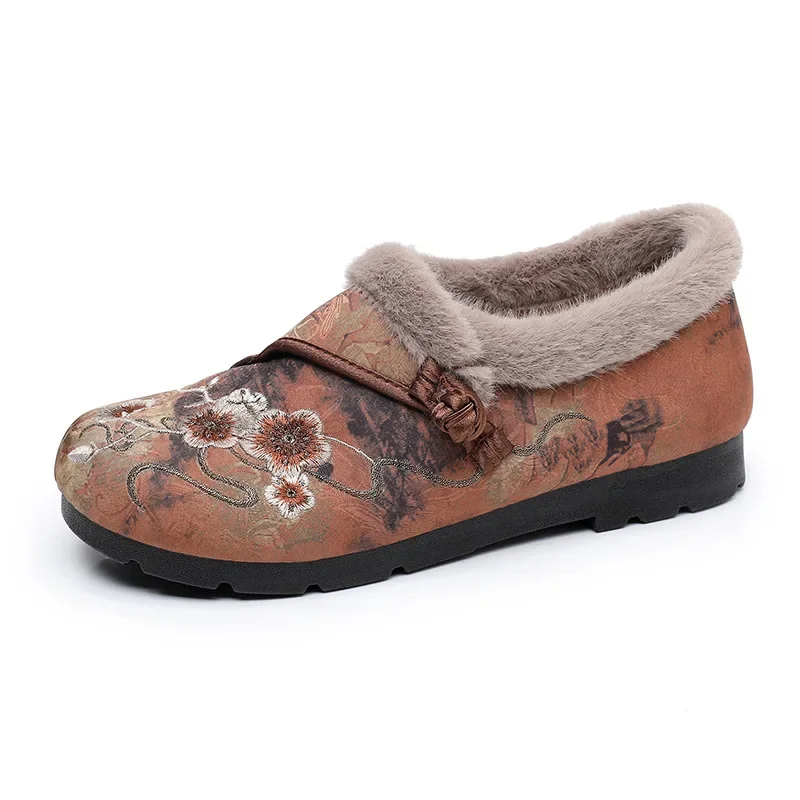 

Cloth Winter New Embroidered Women Plus Velvet Mother Shoes Thickened Warm Non-slip Old Cotton Shoes Women's Winter Shoes