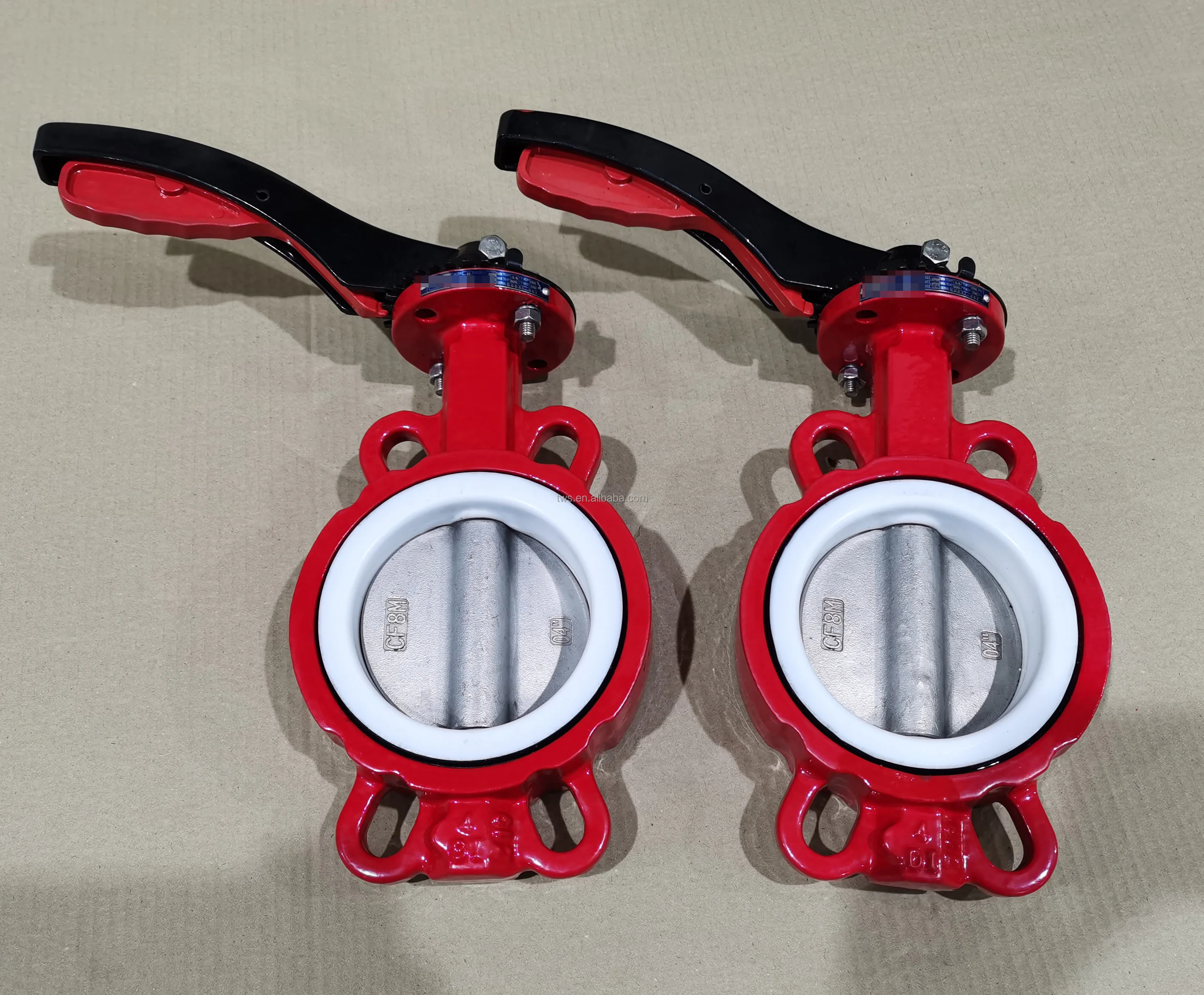 Valvola a farfalla chimica in acciaio al carbonio DN200 con disco rivestito in PTFE