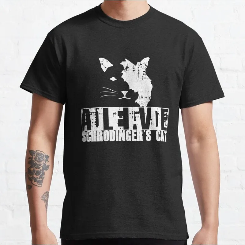 Schrodinger's Cat Graphic T-Shirt Short Sleeve Quantum Physics Funny Science Casual Streetwear Unisex Tee S-6XL