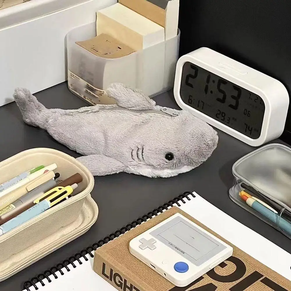 لطيف القطيفة القرش مقلمة طالب القرطاسية اللوازم المدرسية Kawaii دمية العودة إلى المدرسة حقيبة التخزين القلم حقيبة القرطاسية