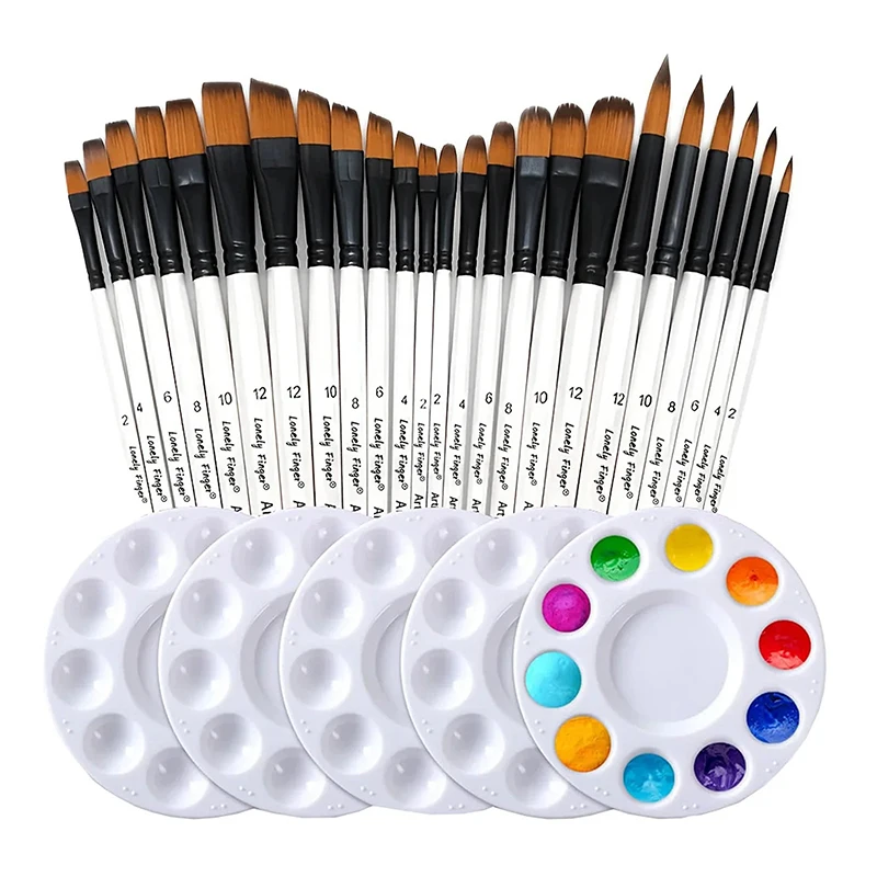 【Nice】24pcs Acrylic Paint Brushes, Professional Synthetic Bristles Paint Brush Set Flat, Filbert, Round, Angle Paint Brushes
