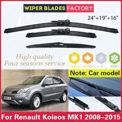 For Renault Koleos MK1 2008-2015 Wiper Front Rear Wiper Blades Windshield Windscreen Window Rain Brush 24