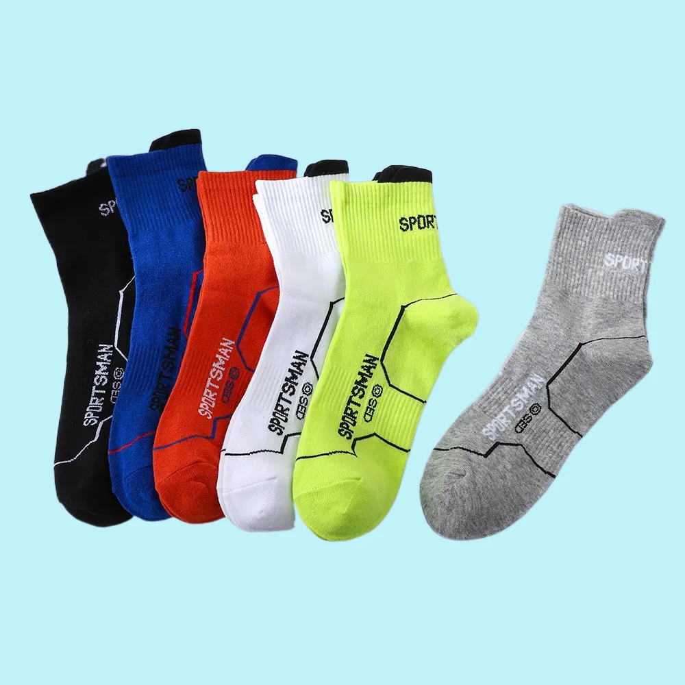 Meias Esportivas Mid-Calf Masculina, Absorvente de Suor, Desodorante, Respirável, Correndo, Moda, Alta Qualidade, 5 Pares