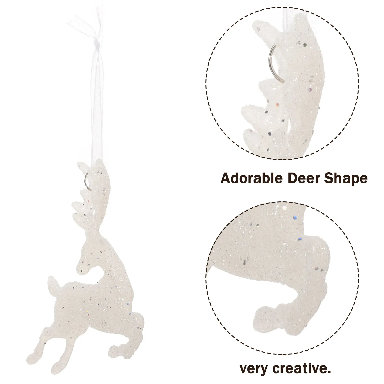 

4 Pcs Frosted Elk Pendant Indoor Plastic Christmas Decorations Outdoor Ornaments