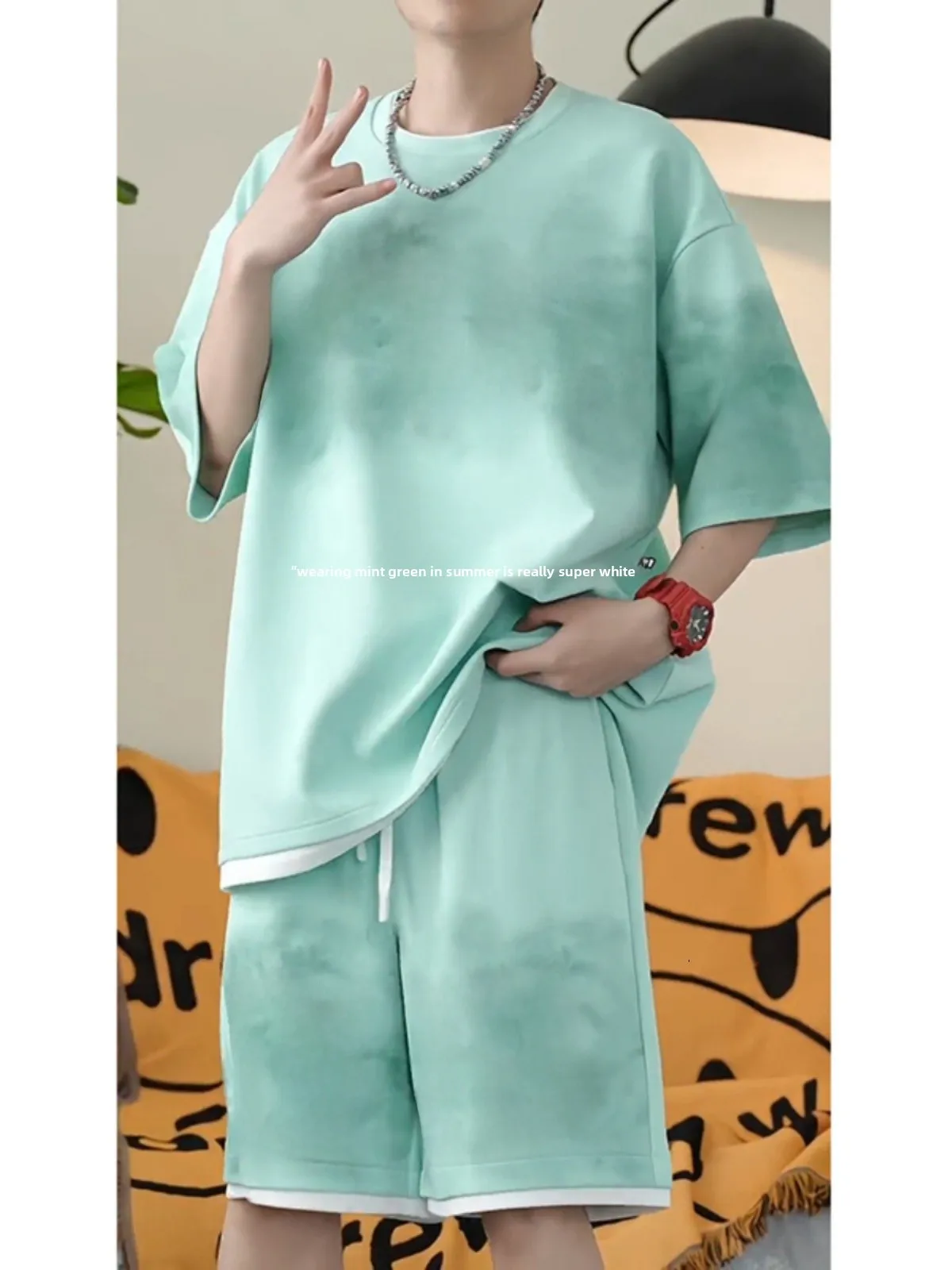 

Teen Boys Summer Dopane Outfit ort Sve Sport orts Set Cool Casual Wear Polyester Fiber Five Inch Pants T-irt