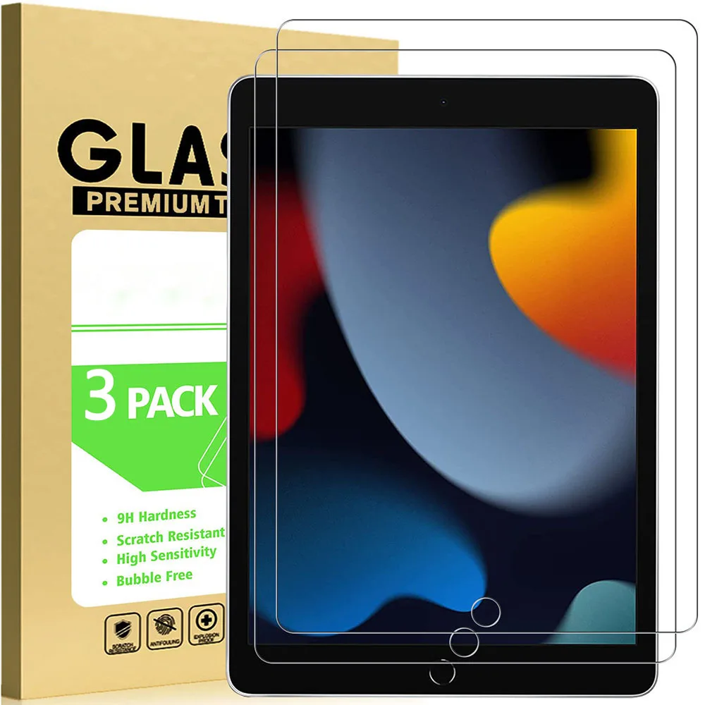 

(3 Packs) Tempered Glass For Apple iPad 10.2 2019 2020 2021 7th 8th 9th Generation Anti-Scratch Tablet Screen Protector Film