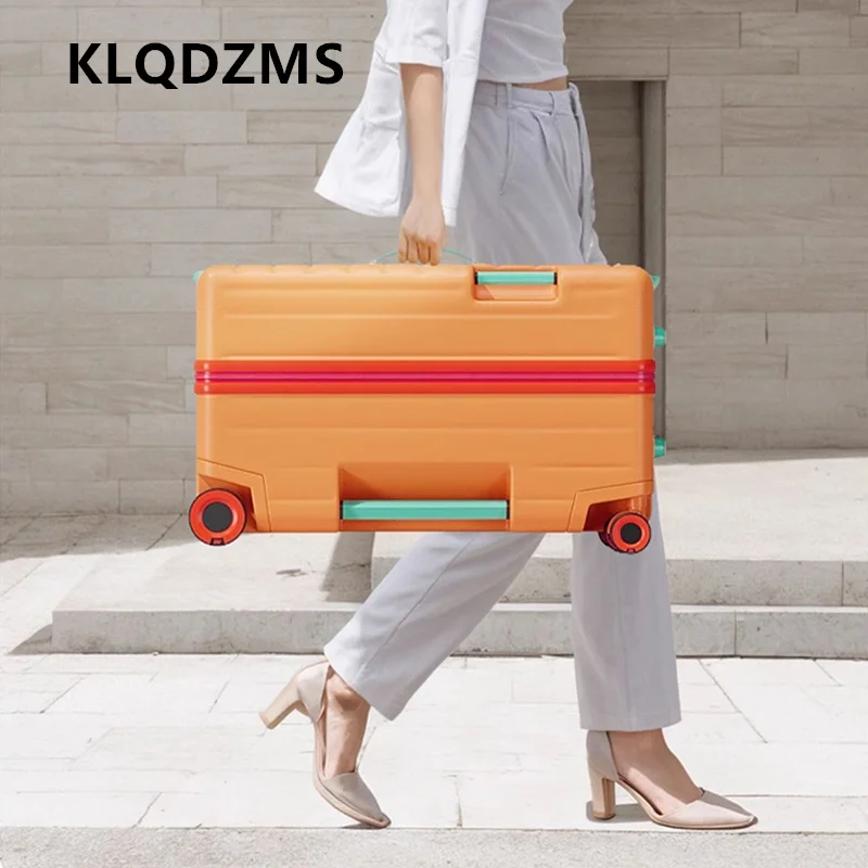 KLQDZMS Sitting and Riding Luggage ABS + PC Boarding Box 20 Inches Children Trolley Case Students with L Wheel Rolling Suitcase
