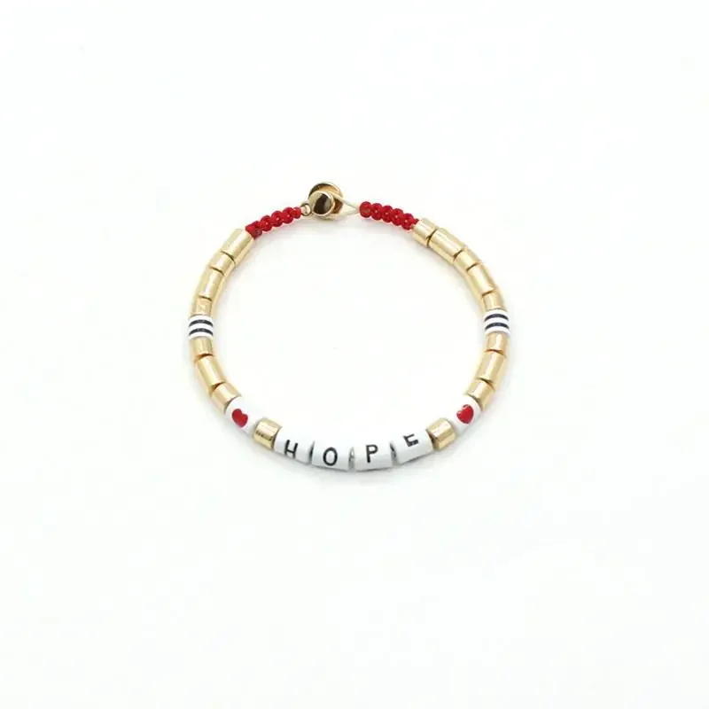 2023 New Popular Letters Can Be Customized Enamel Bohemian Letters Color Matching Elastic Tile Women Bracelet Jewelry