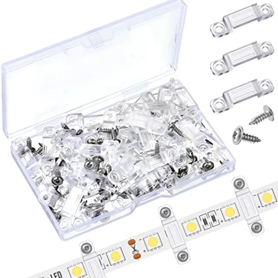 

Pcs LED Light Strip Clips Clear Strip Light Mounting Brackets LED Holder Clamp Outdoor with Screws 12 mm Wide for Holidays Part
