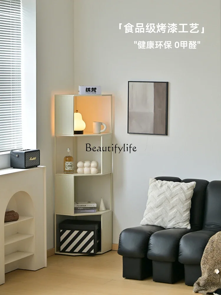 

yj32 Living room floor corner bookshelf wall small narrow cabinet corner wrought iron shelf