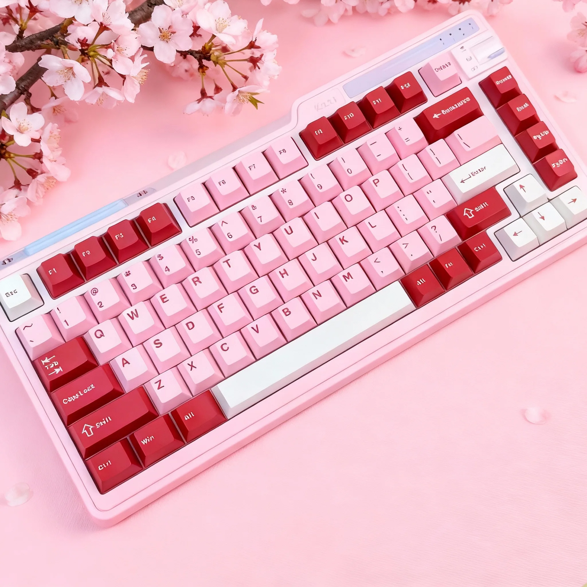 126 مفتاحًا باللون الوردي المحمي ذو النار المزدوج PBT أغطية مفاتيح الكرز الشخصي أغطية مفاتيح للوحة مفاتيح الألعاب الميكانيكية Gateron MX #4