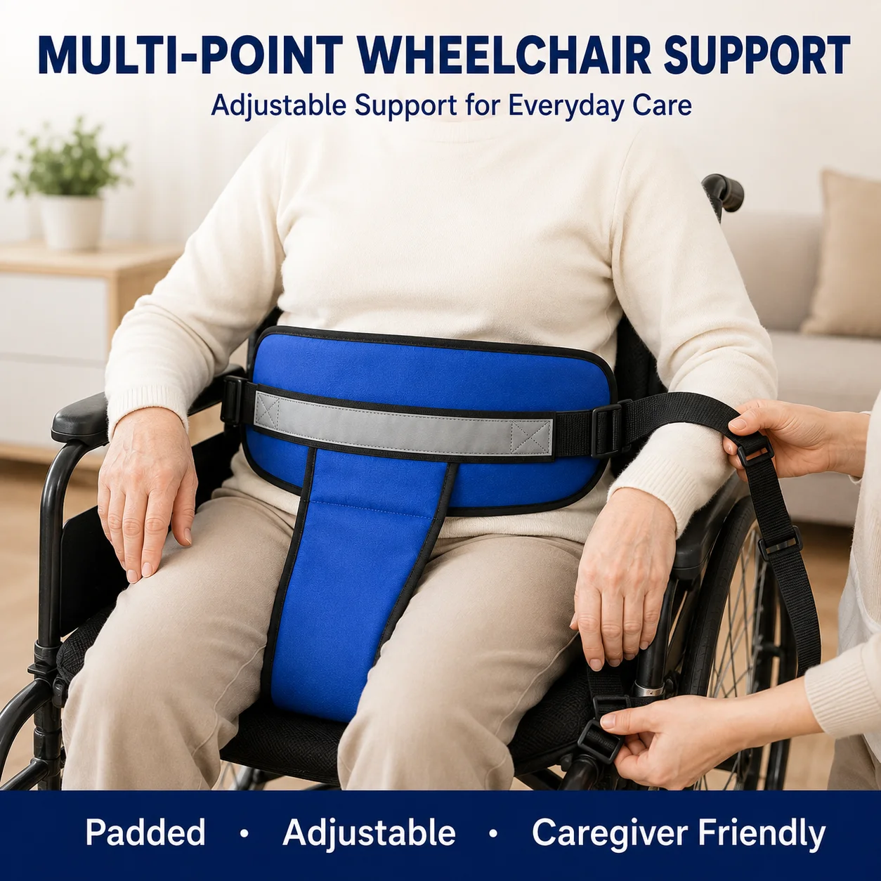 Wheelchair Safety Harness Adjustable Padded Positioning Belt Multi-Point Sitting Support for Elderly Adults Wheelchair Accessori