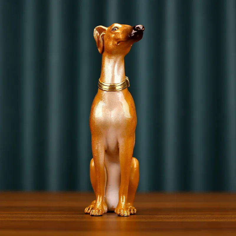 Simulated Animal Sculpture Metal Handicrafts Dog Greyhound Decorative Figurines Handicraft Ornaments Home Decoration