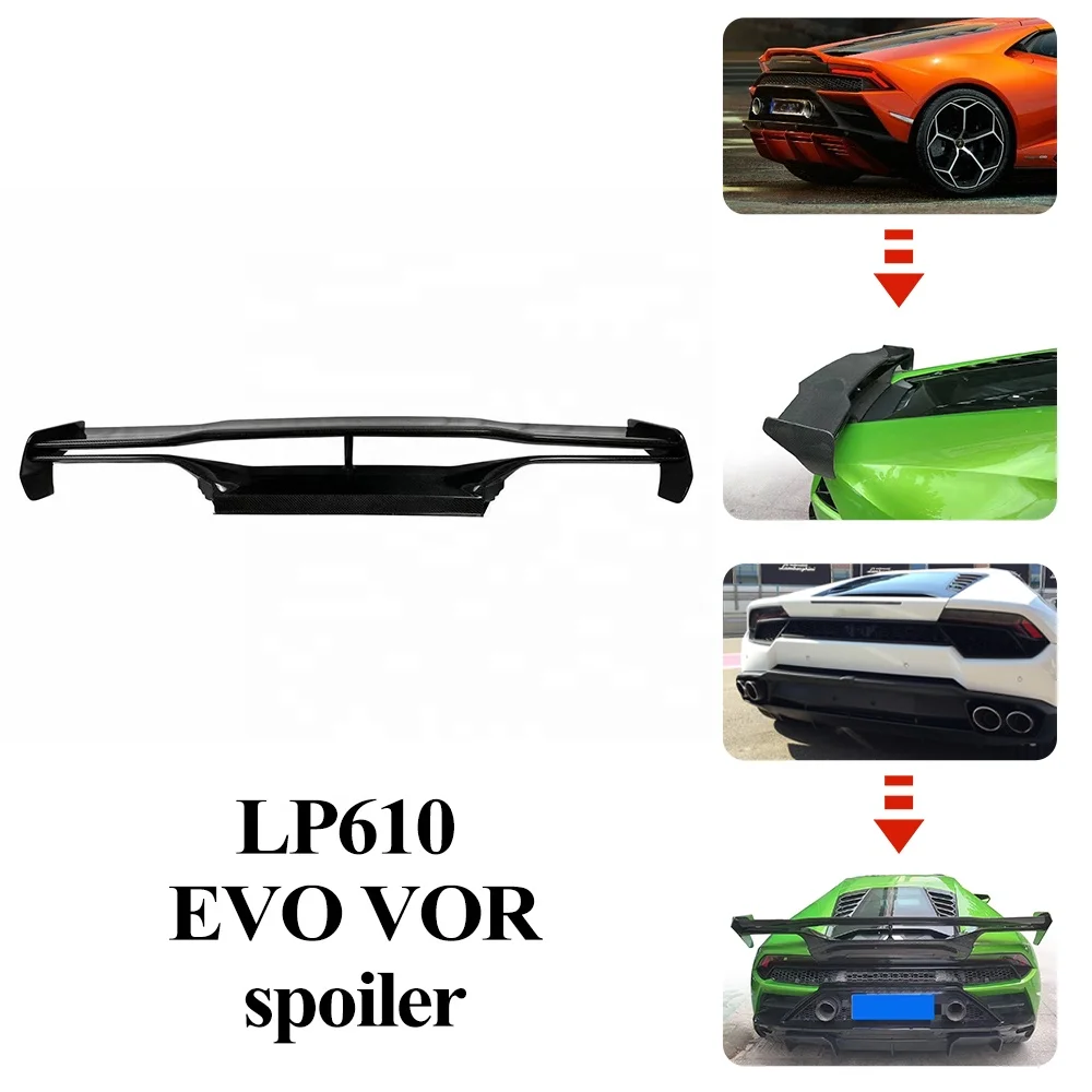 

For Hurancan LP610 LP580 EVO Vors Style Dry Carbon Fiber Rear Wing Spoiler Car Auto Accessories