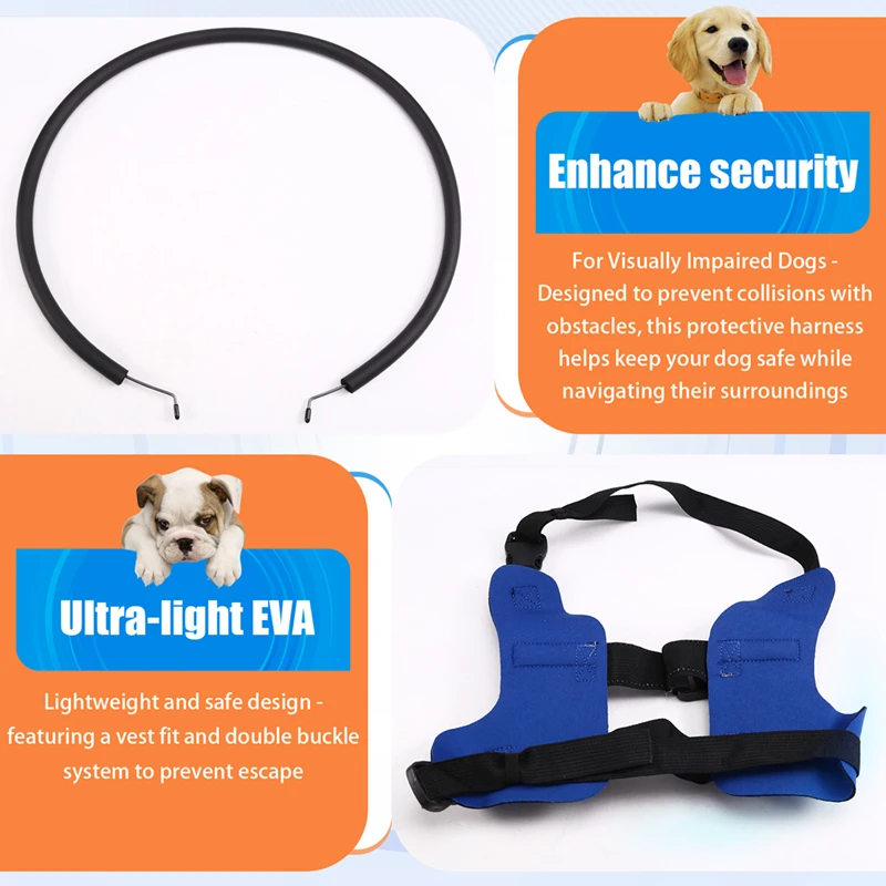 【buy-now】dog-halo-harness-protective-halo-dog-collar-for-blind-dogs-confidence-building-harness-guiding-device-blind-dog-s