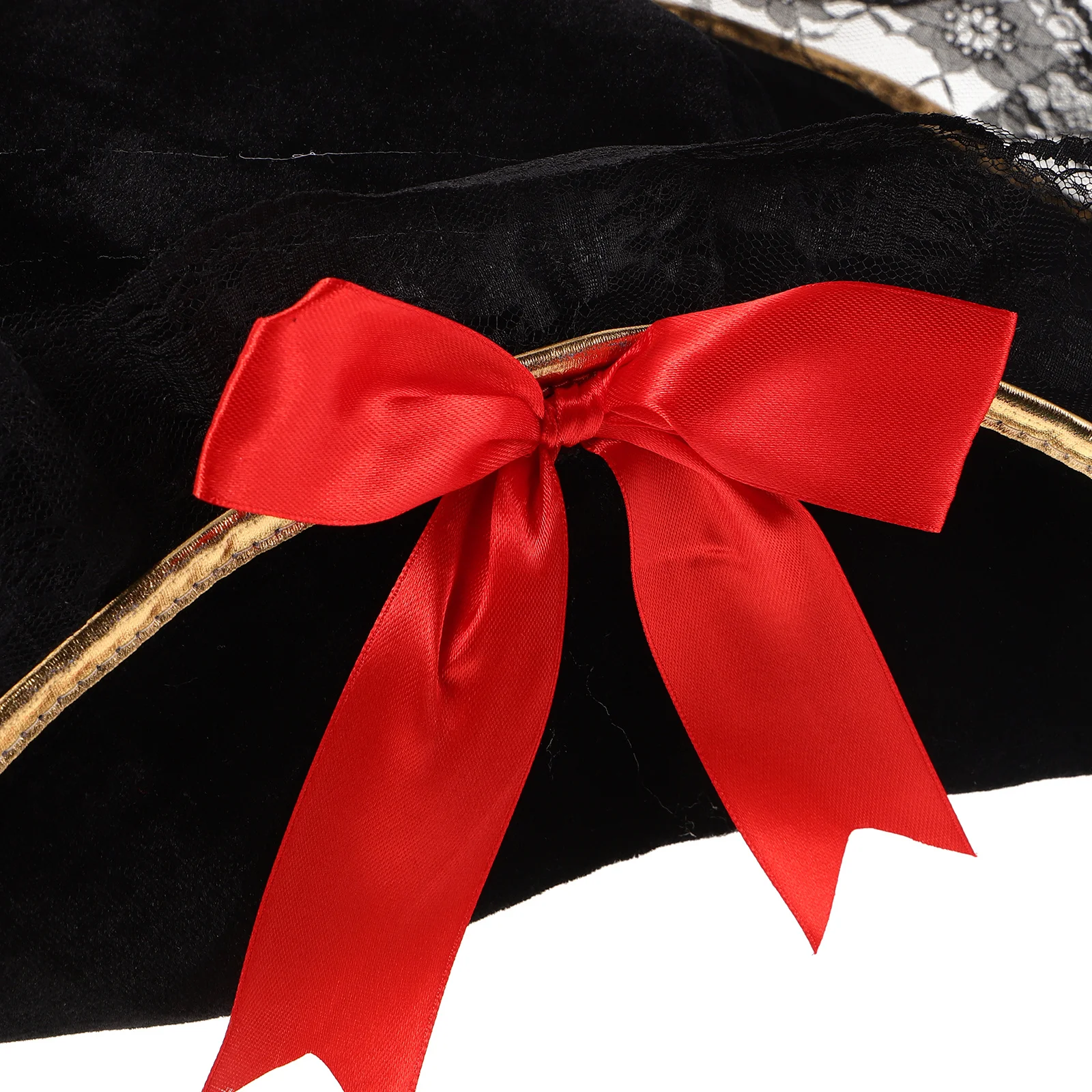 

5pcs Set of 5 Black Tricorn Hat Halloween Pirate Headpiece Headwear Female Accessories Captain Costume Bow