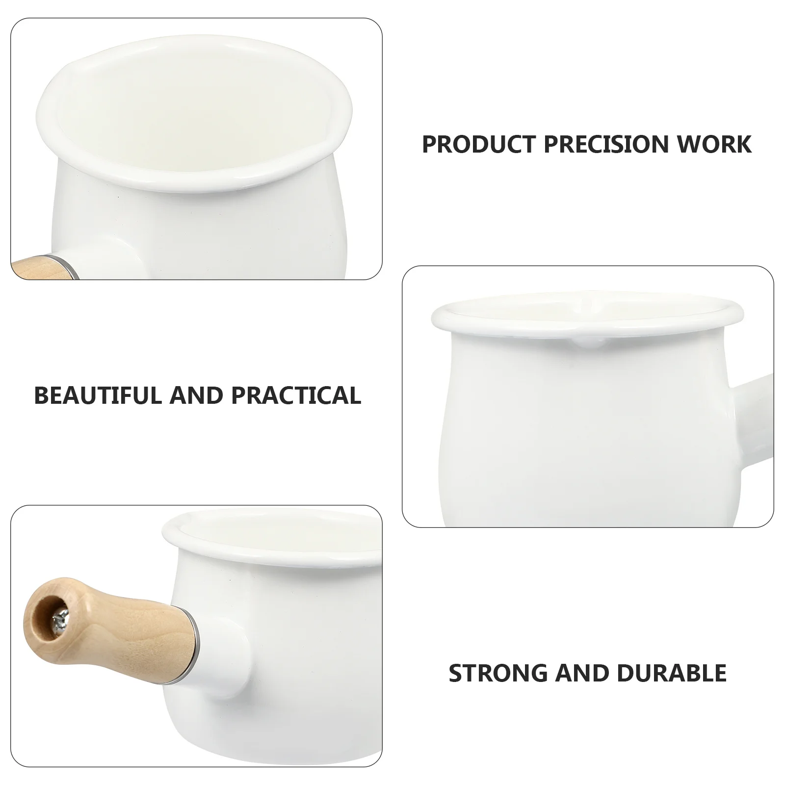 

1Pcs Enamel Milk Pot Japanese Style Thick Small Cooking Pot Soup Pan Stew Pan Complementary Food Cooker