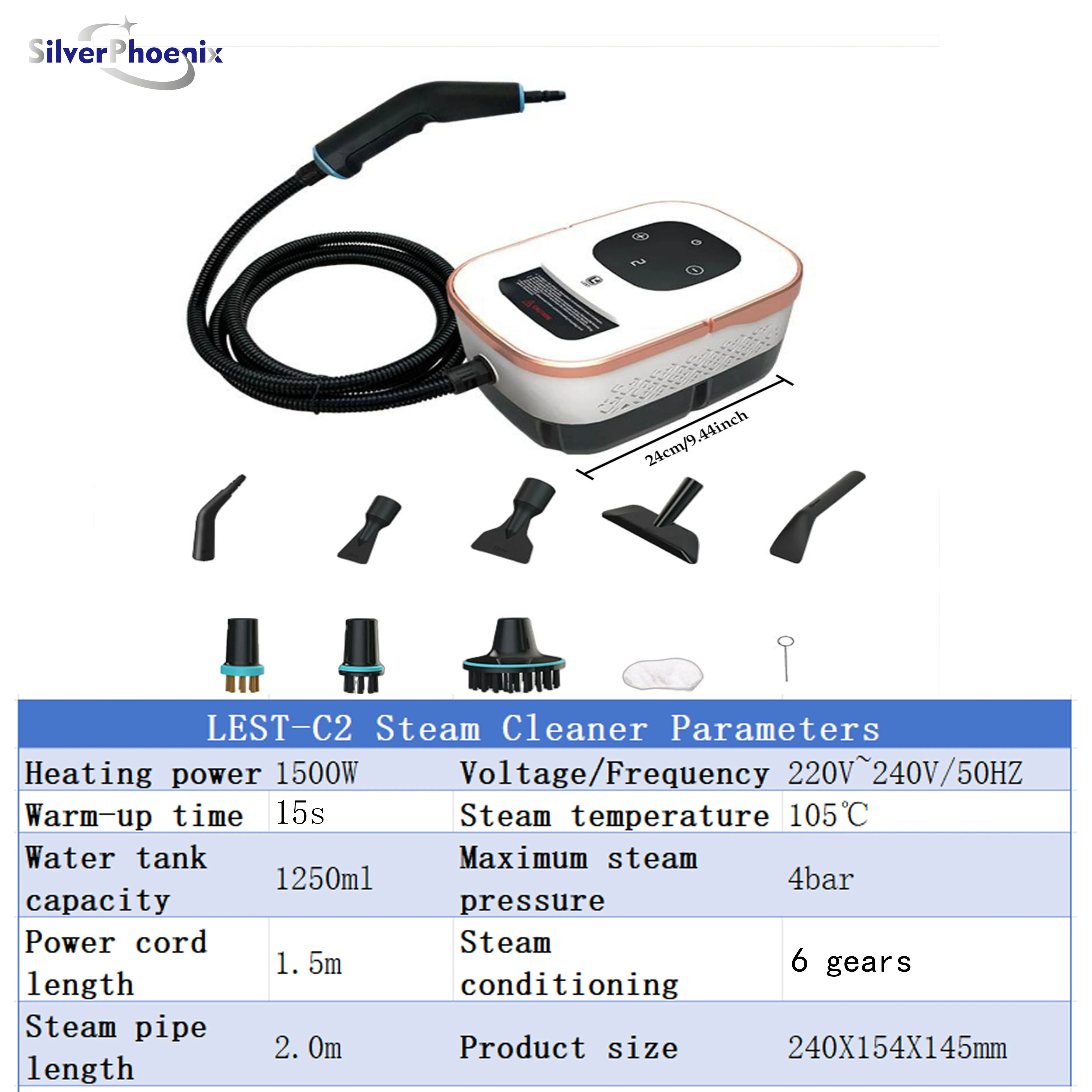 Steam Cleaner 1500W High Temperature Pressurized Steam Cleaning Machine for Air Conditioning Hood Car Cleaner Home Appliance